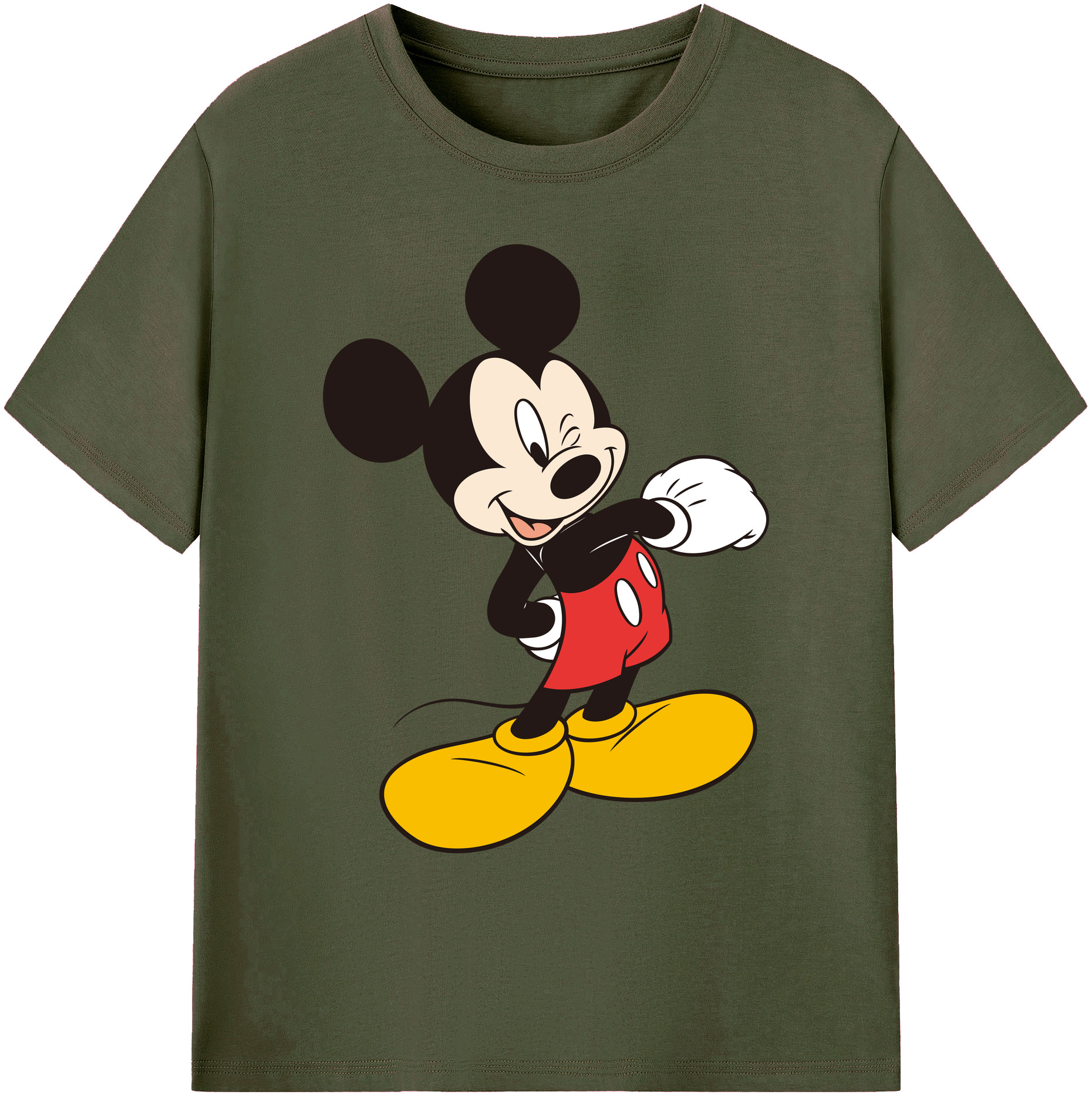 ミッキーマウス Mickey Mouse 綿100％ メンズ半袖Tシャツ｜肌触りやわらか＆通気性
